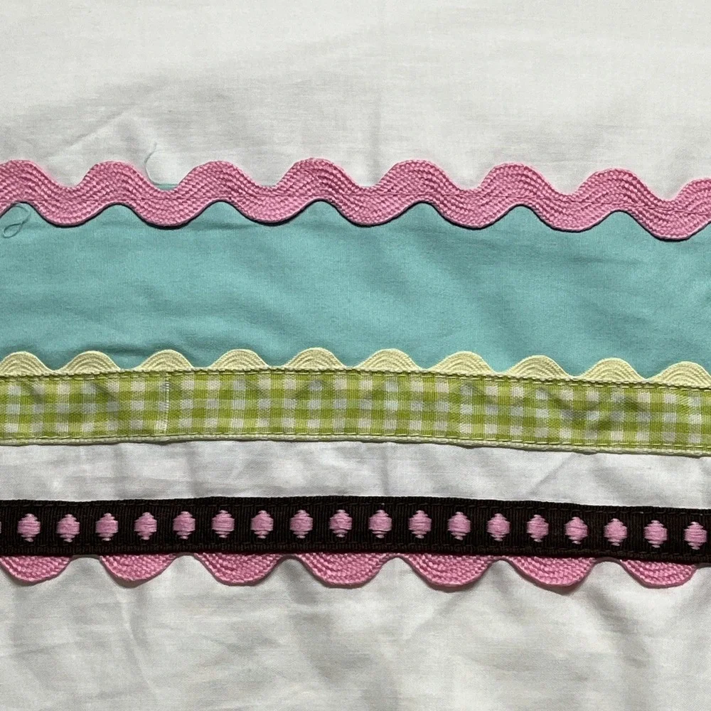 Pottery Barn Kids Coco Dot Crib Toddler Bed Skirt White Multicolor Pattern Trim